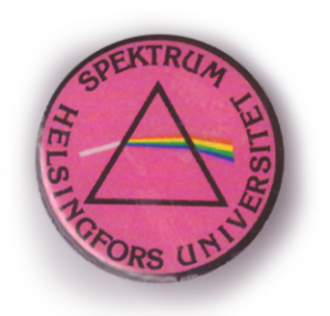 Rund rosa Spektrumpins med Spektrums prismalogotyp